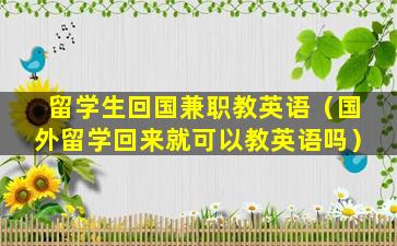 留学生回国兼职教英语（国外留学回来就可以教英语吗）