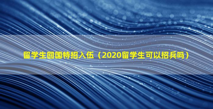 留学生回国特招入伍（2020留学生可以招兵吗）