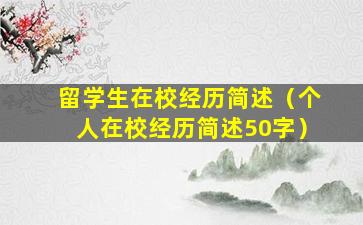 留学生在校经历简述（个人在校经历简述50字）