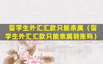 留学生外汇汇款只能亲属（留学生外汇汇款只能亲属转账吗）