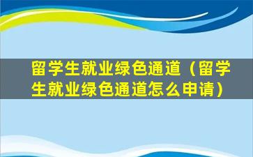 留学生就业绿色通道（留学生就业绿色通道怎么申请）