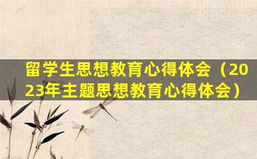 留学生思想教育心得体会（2023年主题思想教育心得体会）