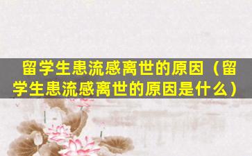留学生患流感离世的原因（留学生患流感离世的原因是什么）