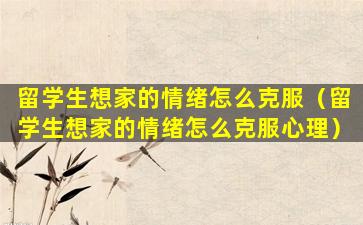 留学生想家的情绪怎么克服（留学生想家的情绪怎么克服心理）