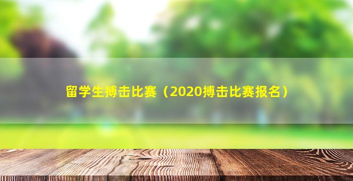 留学生搏击比赛（2020搏击比赛报名）