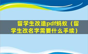 留学生改造pdf蚂蚁（留学生改名字需要什么手续）