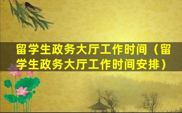 留学生政务大厅工作时间（留学生政务大厅工作时间安排）