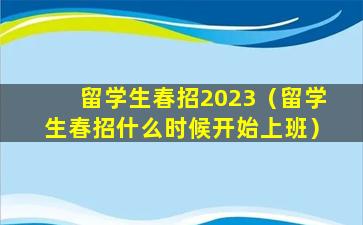 留学生春招2023（留学生春招什么时候开始上班）