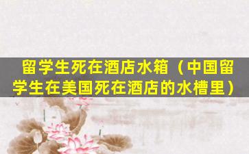 留学生死在酒店水箱（中国留学生在美国死在酒店的水槽里）