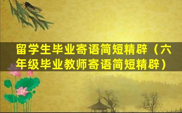 留学生毕业寄语简短精辟（六年级毕业教师寄语简短精辟）