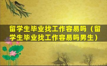 留学生毕业找工作容易吗（留学生毕业找工作容易吗男生）