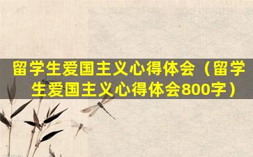 留学生爱国主义心得体会（留学生爱国主义心得体会800字）