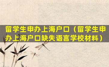 留学生申办上海户口（留学生申办上海户口缺失语言学校材料）