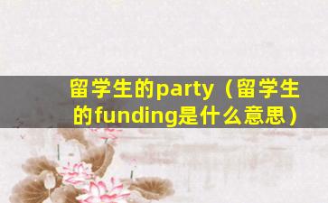 留学生的party（留学生的funding是什么意思）