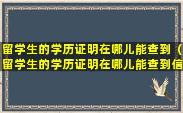 留学生的学历证明在哪儿能查到（留学生的学历证明在哪儿能查到信息）