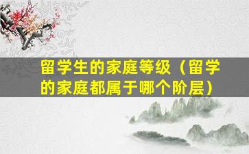 留学生的家庭等级（留学的家庭都属于哪个阶层）