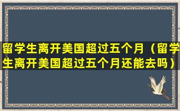 留学生离开美国超过五个月（留学生离开美国超过五个月还能去吗）