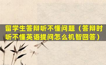 留学生答辩听不懂问题（答辩时听不懂英语提问怎么机智回答）