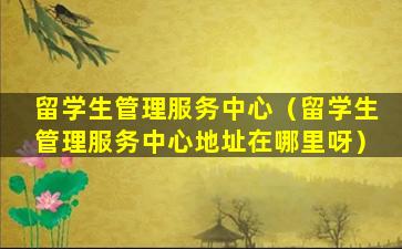 留学生管理服务中心（留学生管理服务中心地址在哪里呀）