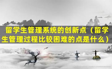 留学生管理系统的创新点（留学生管理过程比较困难的点是什么）
