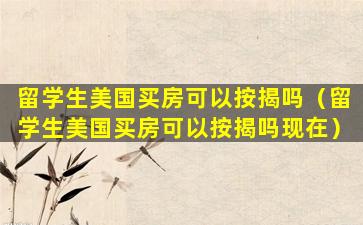 留学生美国买房可以按揭吗（留学生美国买房可以按揭吗现在）