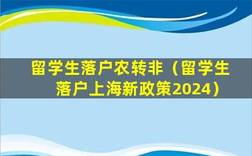 留学生落户农转非（留学生落户上海新政策2024）
