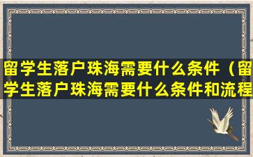 留学生落户珠海需要什么条件（留学生落户珠海需要什么条件和流程）