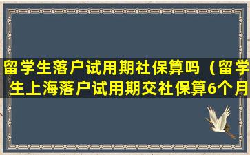 留学生落户试用期社保算吗（留学生上海落户试用期交社保算6个月时间）