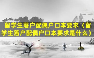 留学生落户配偶户口本要求（留学生落户配偶户口本要求是什么）