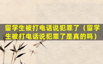 留学生被打电话说犯罪了（留学生被打电话说犯罪了是真的吗）