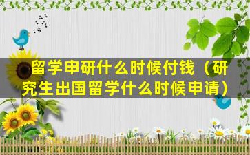 留学申研什么时候付钱（研究生出国留学什么时候申请）