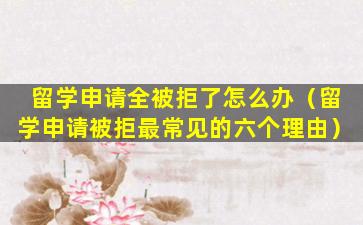留学申请全被拒了怎么办（留学申请被拒最常见的六个理由）
