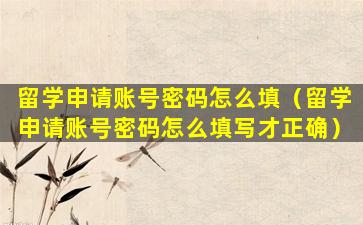 留学申请账号密码怎么填（留学申请账号密码怎么填写才正确）