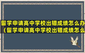 留学申请高中学校出错成绩怎么办（留学申请高中学校出错成绩怎么办呢）