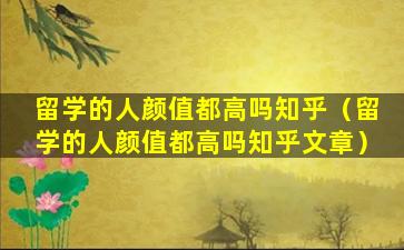 留学的人颜值都高吗知乎（留学的人颜值都高吗知乎文章）