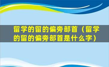 留学的留的偏旁部首（留学的留的偏旁部首是什么字）