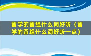 留学的留组什么词好听（留学的留组什么词好听一点）
