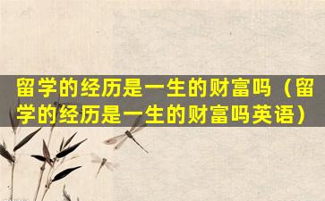 留学的经历是一生的财富吗（留学的经历是一生的财富吗英语）