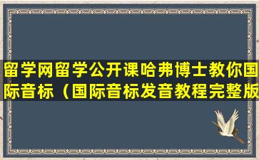 留学网留学公开课哈弗博士教你国际音标（国际音标发音教程完整版视频）