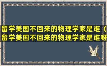 留学美国不回来的物理学家是谁（留学美国不回来的物理学家是谁呀）