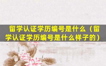 留学认证学历编号是什么（留学认证学历编号是什么样子的）
