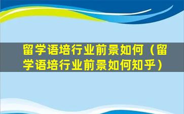 留学语培行业前景如何（留学语培行业前景如何知乎）
