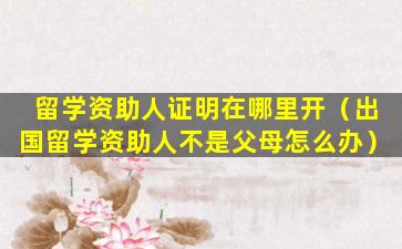 留学资助人证明在哪里开（出国留学资助人不是父母怎么办）