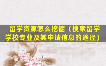 留学资源怎么挖掘（搜索留学学校专业及其申请信息的途径）