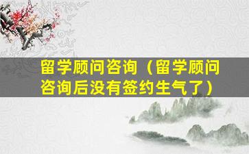 留学顾问咨询（留学顾问咨询后没有签约生气了）