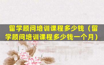 留学顾问培训课程多少钱（留学顾问培训课程多少钱一个月）