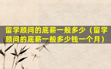 留学顾问的底薪一般多少（留学顾问的底薪一般多少钱一个月）