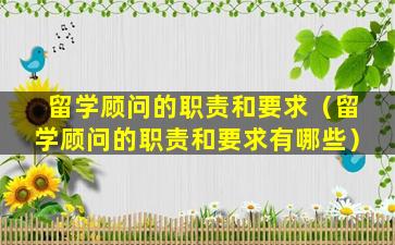 留学顾问的职责和要求（留学顾问的职责和要求有哪些）