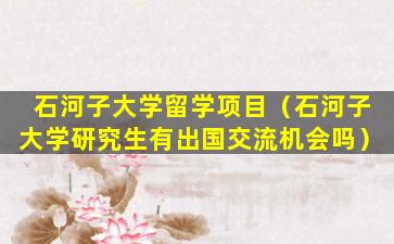 石河子大学留学项目（石河子大学研究生有出国交流机会吗）