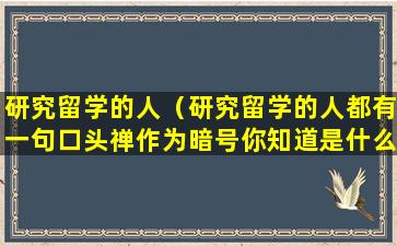 研究留学的人（研究留学的人都有一句口头禅作为暗号你知道是什么）